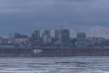 Fototapeta premium Beautiful spring cloudy city in the afternoon