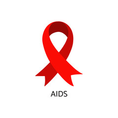 AIDS awareness symbol. Red ribbon. Vector illustration.