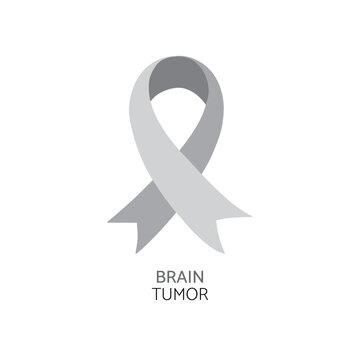 Brain tumor awareness. Grey ribbon, vector illustration.