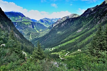 Fototapeta na wymiar Austrian Alps-view on the road Silveretta Hochalpenstrasse