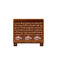 Vegetable shop pixel art. Mushrooms in a wooden crate. Mushrooms, food pixel art icon isolated on white background. Mushroom stall. Showcase with vegetable waste. Vector illustration.