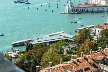Aerial view of the city of Venice. Tourism in Italy.