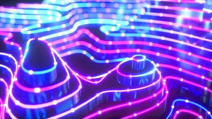 Colorful urban background, big data, geometric structure, wavy, cyber safety, quantum computer,...