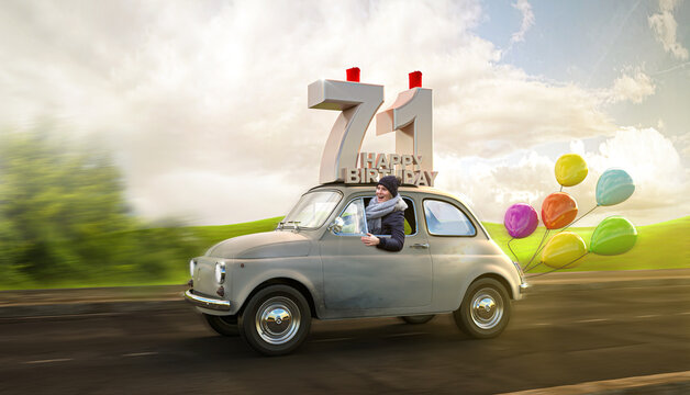 Geburtstagsauto Happy Birthday 71