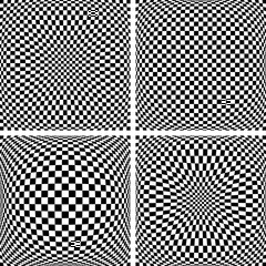 Abstract checkered patterns with 3D illusion effect. Backgrounds set.