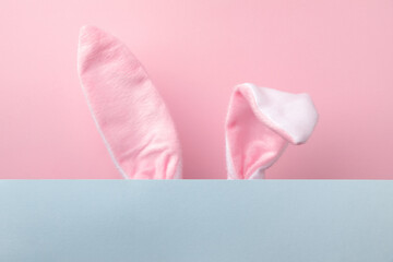 Happy Easter card with rabbit ears, mock-up image with space for text