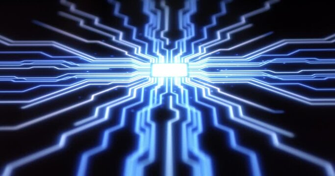 Human Finger Turns On Super Computer With Fingerprint Technology. Super AI Computers Integrating With Human Life.