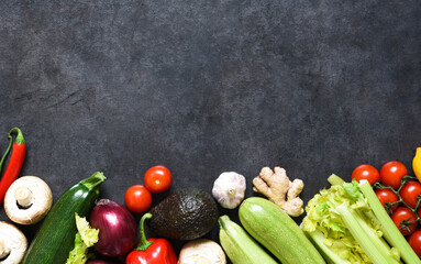 food shopping or delivery concept, fresh vegetables  in a paper bag.
