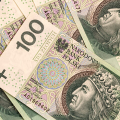 Polish zloty currency money background with banknotes
