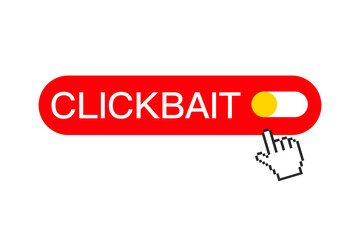 Clickbait button with cursor, clickbait banner, push button. Vector illustration.