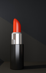 red lipstick on black background