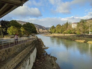 Fototapeta premium Riverfront from sea to mountains