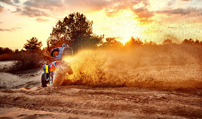 Fototapeta premium Cross-country quad bike race, extreme sports