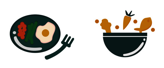 illustration from healthy food, vegetables, fish, eggs, etc.