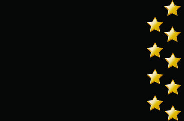 vector black background with gold stars. a flat image of a black background with many stars on the right. abstract background with stars