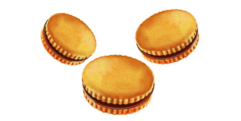 Wafer biscuit cookies in the middle isolated on white background, Vector realistic in 3d illustration.
