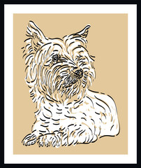 Dog sketch drawing. Vector poster. Living room poster, wall decoration poster 