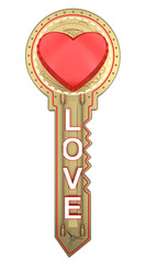 concept key with text love and heart shape