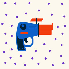 A Galactic Blaster. A bright game weapon for children's textiles or posters. A Star Wars toy blaster in the nursery. Vector illustration