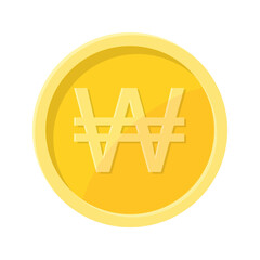 Simple illustration of Won coin Concept of internet currency