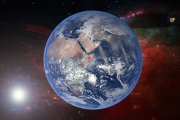 Fototapeta na wymiar Abstract space background with earth. The elements of this image furnished by NASA.