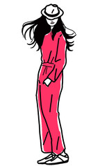 Female vector with fluttering hair