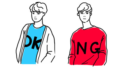 OK and NG, male vector