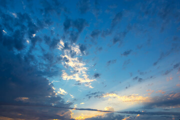 Naklejka na ściany i meble Colorful sky with clouds at sunset, nature background