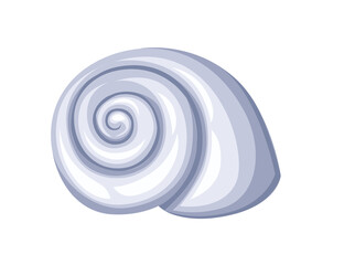 White seashell simple nautical souvenir vector illustration isolated on white background