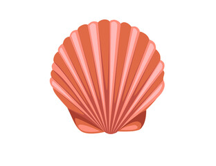 Red seashell simple nautical souvenir vector illustration isolated on white background