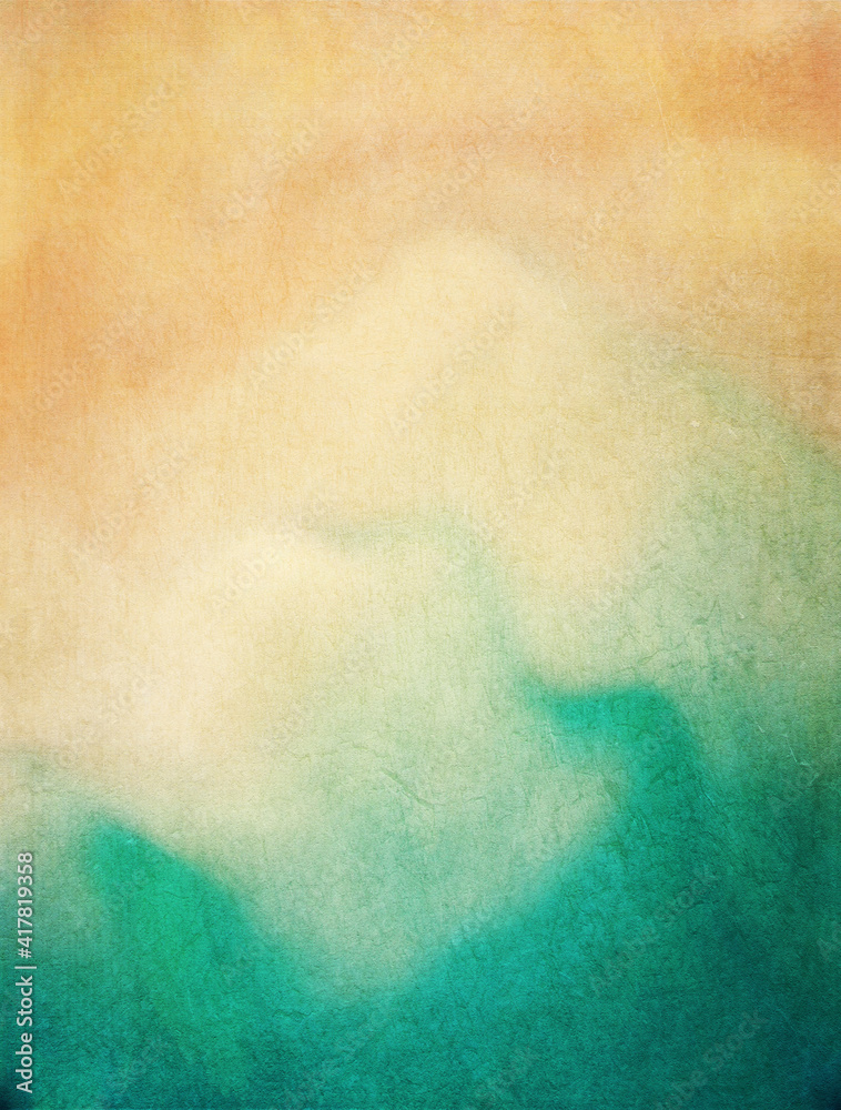 Poster artistic image of background surface imitating plaster in yellow and turquoise tones.