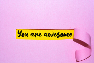 You are awesome message written under torn paper.