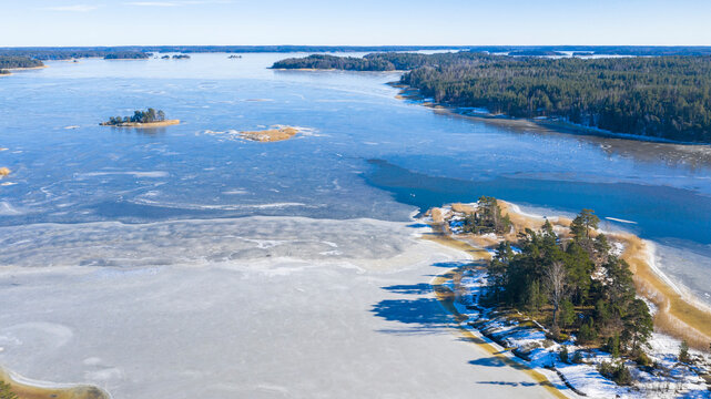 View to the frozen sea and islands, Sarkisalo, Salo, Finland