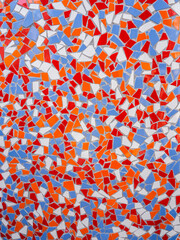 Colorful, red, orange, white and blue ceramic tiles