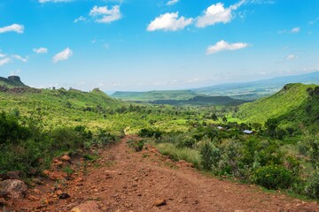 Fototapeta na wymiar A rural scene in the mountains in rural Kenya