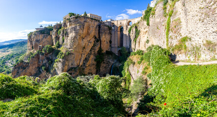 Fototapeta na wymiar Ronda, Spain at the Puente Nuevo over the Tagus gorge.
