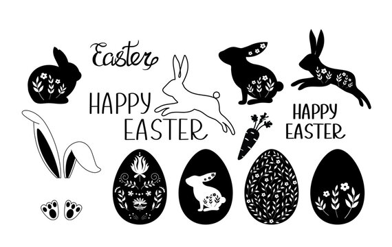 Set of easter elements vector illustration
