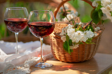 Wine Tasting Party in spring in the garden