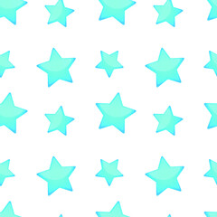 Star Blue Emoji Pattern. Five-Point Classic Seamless Background Symbols. Silhouette Emoticon Astronomical Vector.