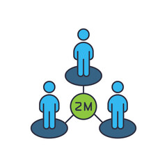 social distancing icon, color, line, outline vector sign, linear style pictogram isolated on white. Symbol, logo illustration