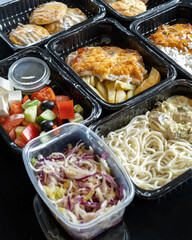 Healthy food and diet concept, restaurant dish delivery.