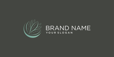 green leaf logo template with creative concept