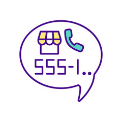 Telephone number with handset RGB color icon. Call to the delivery service. Communication with support. Placing order by phone. Store contact information. Isolated vector illustration