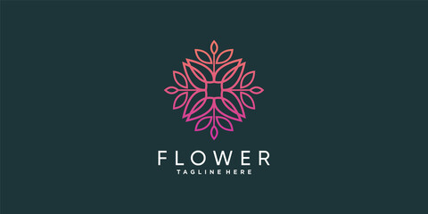 flower logo template with creative gradient concept