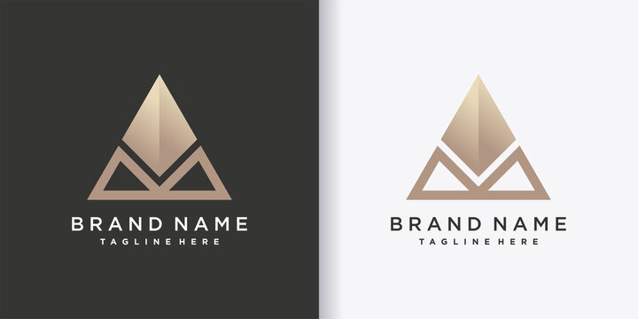pyramida logo template with creative golden concept