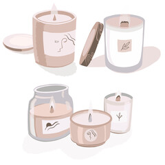 candles home cozy set illustration
