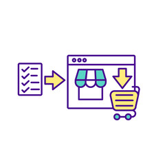 Shopping list RGB color icon. Completed to-do list. Shopping in stores. Shopping cart. Buying medicine online tips. Safe online pharmacy. Online shopping. Isolated vector illustration