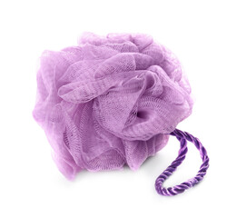 New violet shower puff isolated on white