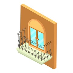 Forged balcony icon. Isometric illustration of forged balcony vector icon for web