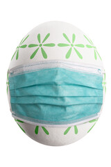 Large picture of an isolated easter egg with floral pattern and mask.